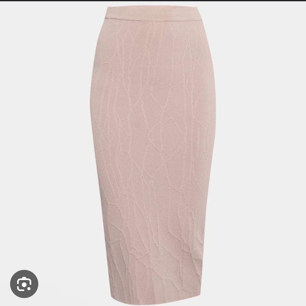 Jonathan Simkhai Blush Pink Stretch Knit Intarsia Textured Bodycon Midi Skirt XS